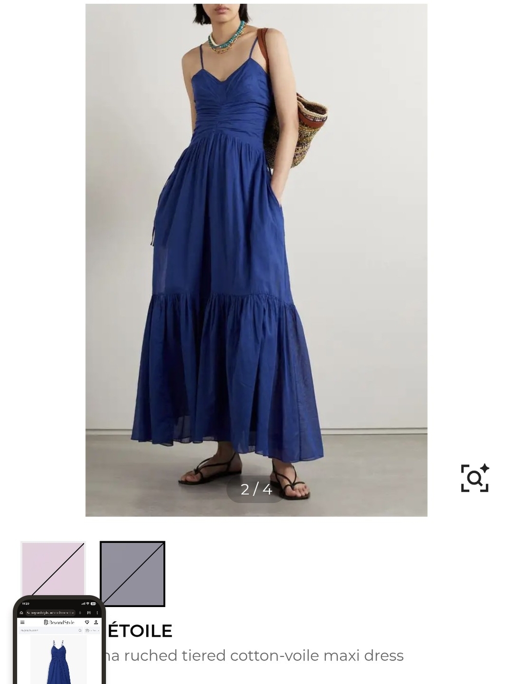 NWT Indigo Blue Giana Cotton-Voile Maxi Dress